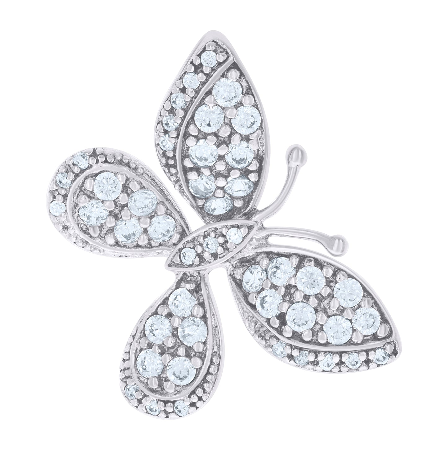Sterling Silver Women Cubic-Zirconia Butterfly Fashion Charm Pendant