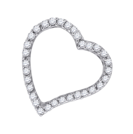 Sterling Silver Womens Cubic-Zirconia Heart Slide Pendant