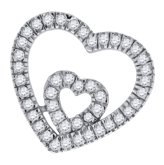 Sterling Silver Womens Cubic-Zirconia Heart Slide Pendant