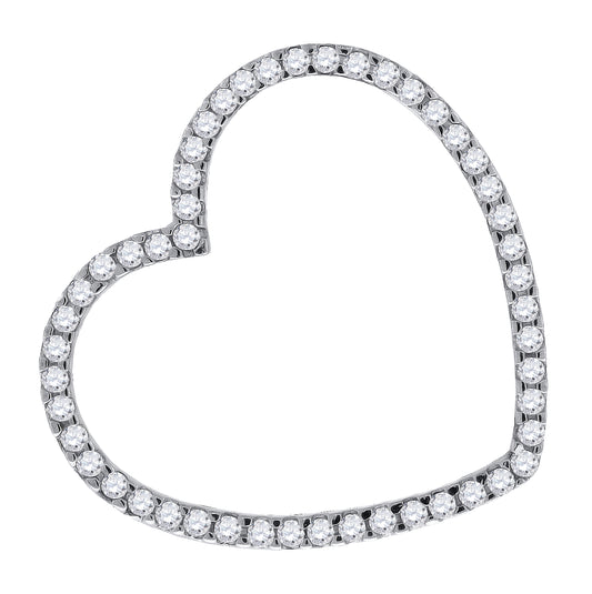 Sterling Silver Womens Cubic-Zirconia Heart Slide Pendant