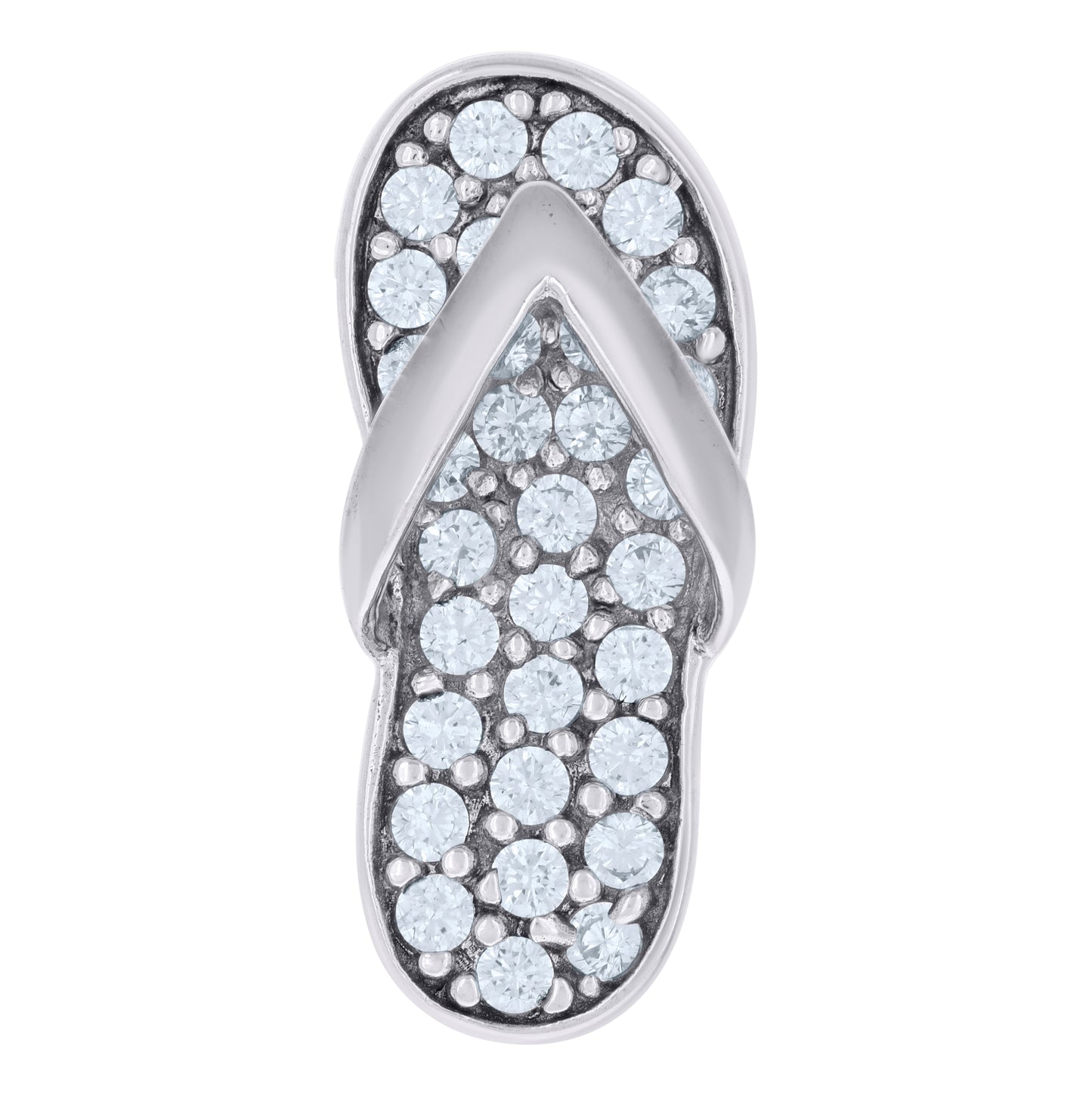 Sterling Silver Women Cubic-Zirconia Flip-Flop Ocean Charm Pendant