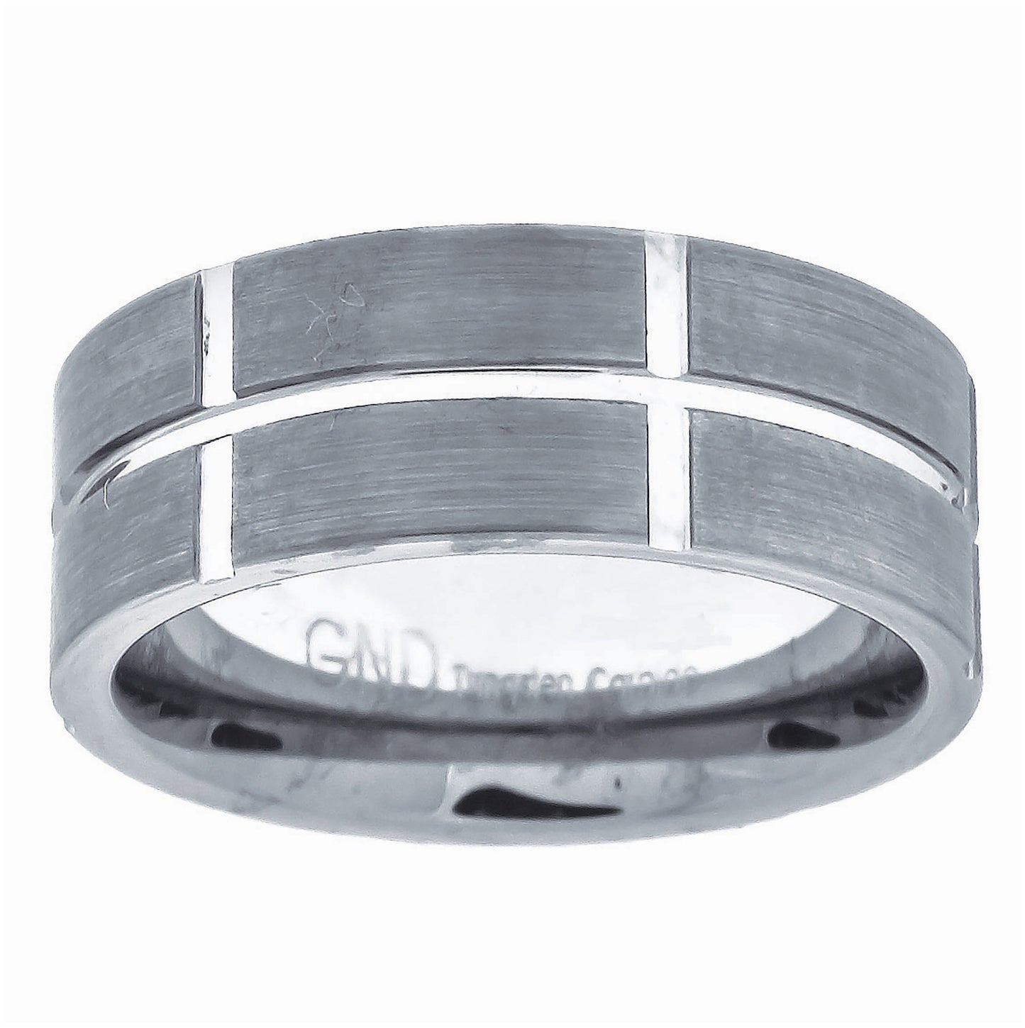 Tungsten Brushed Finish Notched Mens Comfort-fit 8mm Sizes 7 - 14 Bridal Anniversary Engagement Wedding Band