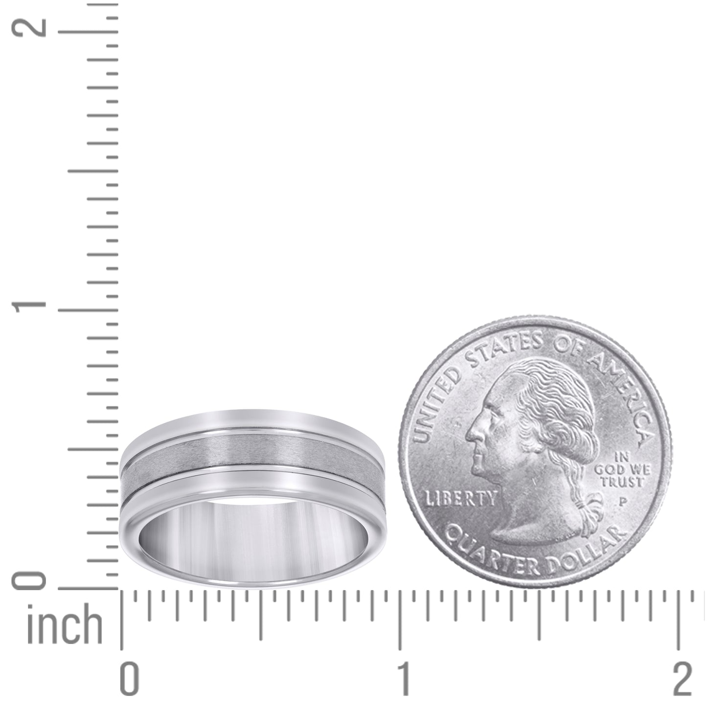 Tungsten Center Brushed with Two Grooves Mens Comfort-fit 8mm Sizes 7 - 15 Bridal Anniversary Engagement Wedding Band