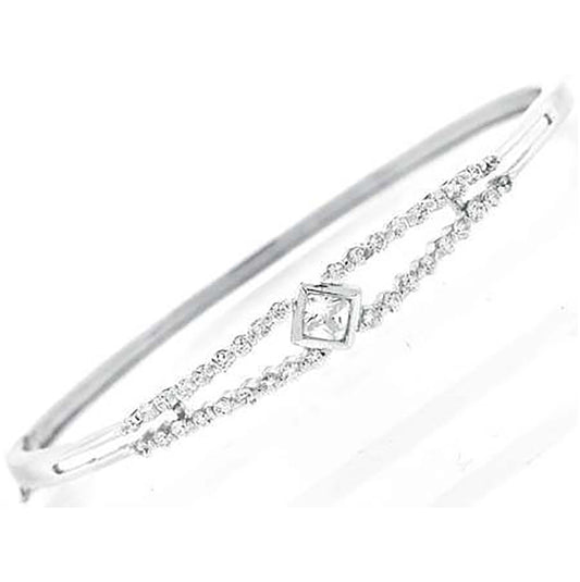 Sterling Silver Women Princess Cut Cubic Zirconia Bangle
