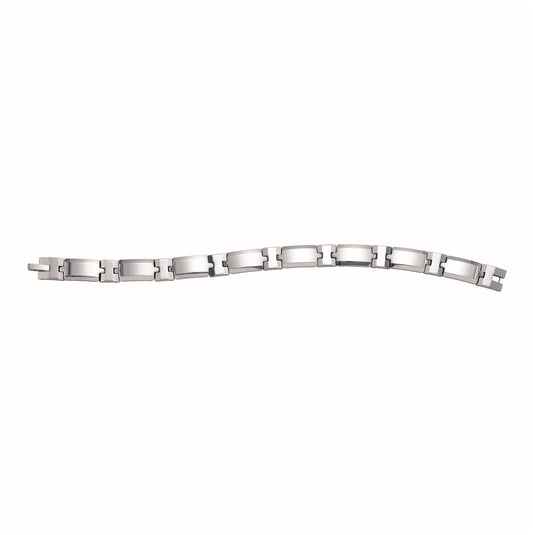 Tungsten Mens Polished Link Bracelet 12mm Size 8.5 Inches