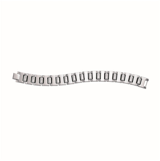 Tungsten Mens Polished And Brushed Link Bracelet 16mm Size 8.5 Inches