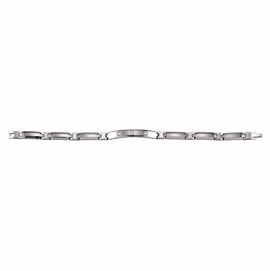 Tungsten Black Tone Mens Polished Cubic-Zirconia Cubic Zirconia Link Bracelet 8mm Size 8.5 Inches