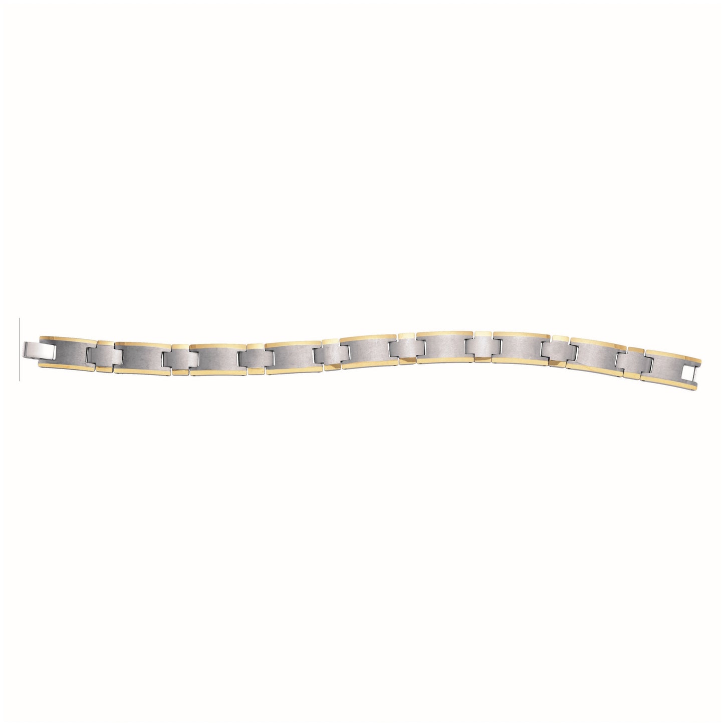 Tungsten Yellow Tone Mens Polished Link Bracelet 11mm Size 8.5 Inches