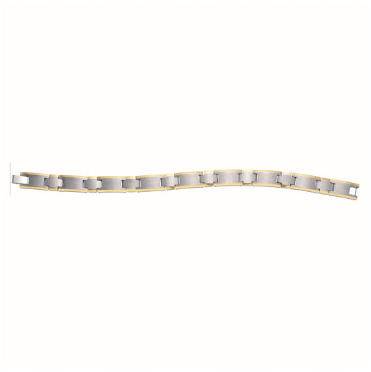 Tungsten Yellow Tone Mens Polished Link Bracelet 11mm Size 8.5 Inches