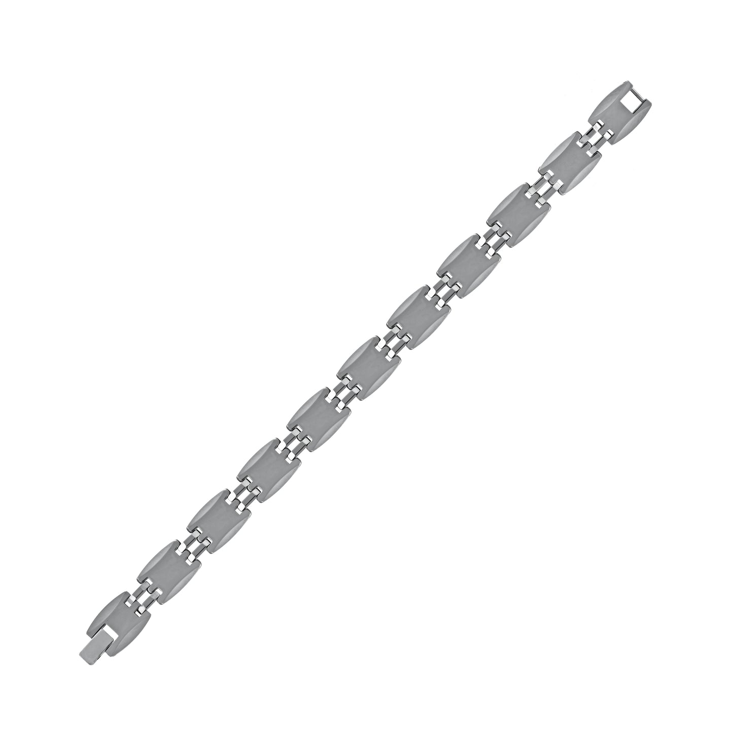 Tungsten Mens Polished Link Bracelet 13mm Size 8.5 Inches