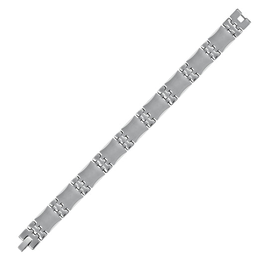 Tungsten Mens Polished Link Bracelet 13mm Size 8.5 Inches