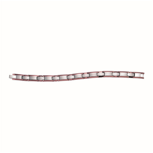 Tungsten Two Tone Mens Polished Link Bracelet 11mm Size 8.5 Inches