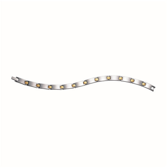 Tungsten Two Tone Mens Polished Fashion Bracelet 7mm Size 8.5 Inches