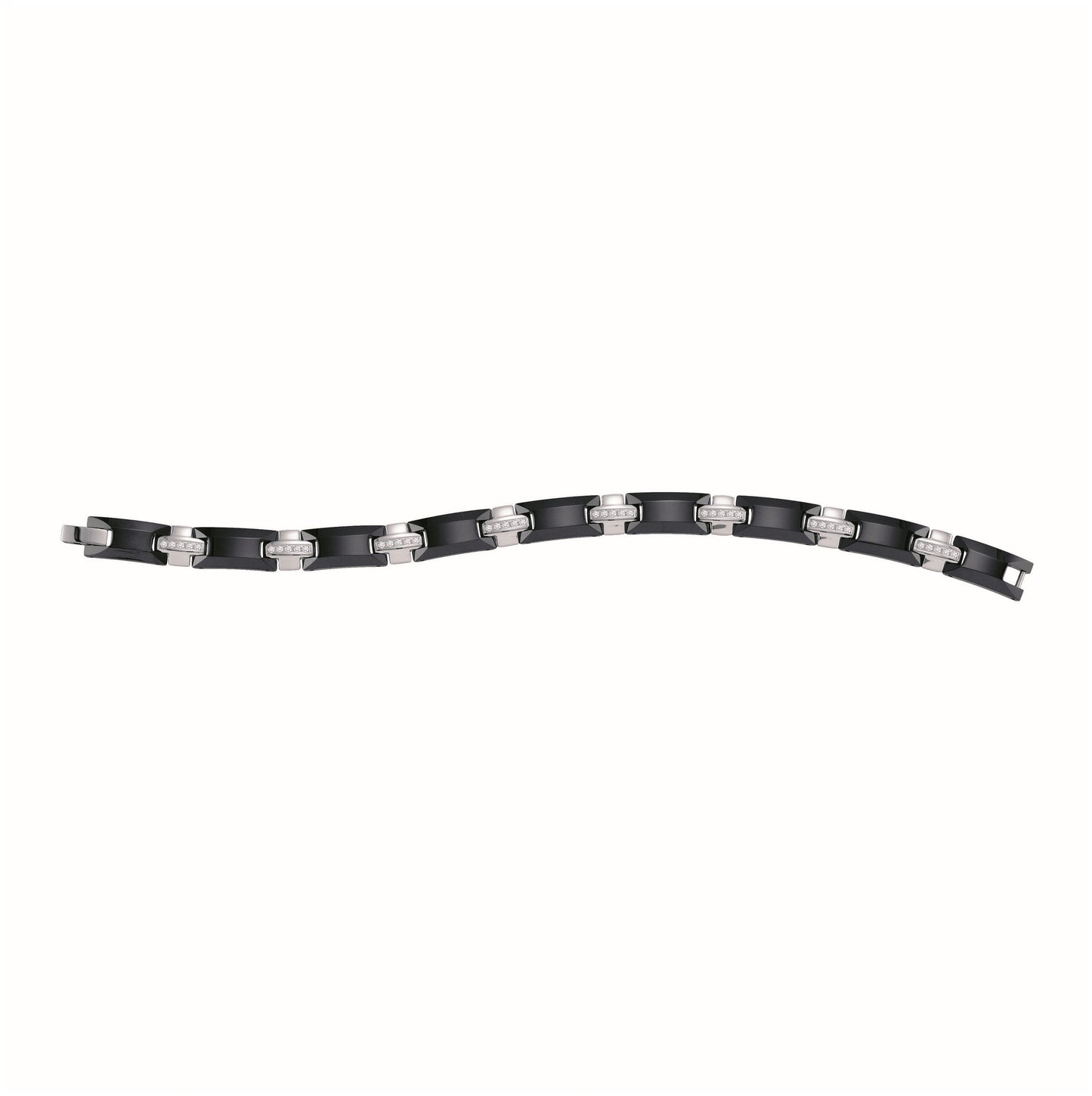 Tungsten Black Tone Mens Polished Cubic-Zirconia Cubic Zirconia Fancy Bracelet 9mm Size 8.5 Inches