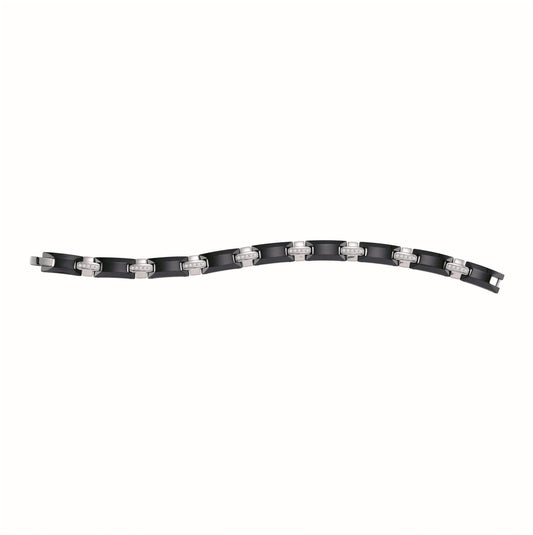 Tungsten Black Tone Mens Polished Cubic-Zirconia Cubic Zirconia Fancy Bracelet 9mm Size 8.5 Inches
