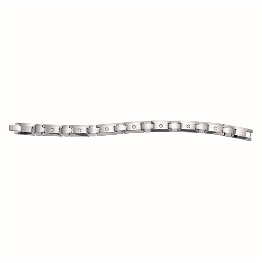 Tungsten Mens Polished Cubic-Zirconia Cubic Zirconia Fancy Bracelet 12mm Size 8.5 Inches