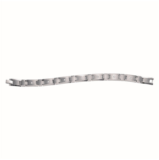 Tungsten Mens Polished & Brushed Cubic-Zirconia Cubic Zirconia Fancy Bracelet 12mm Size 8.5 Inches