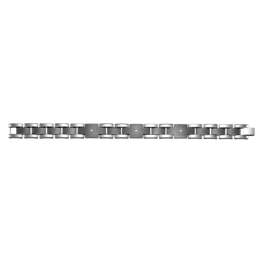 Tungsten Mens Polished And Brushed Cubic-Zirconia Cubic Zirconia Fashion Bracelet 16mm Size 8.5 Inches