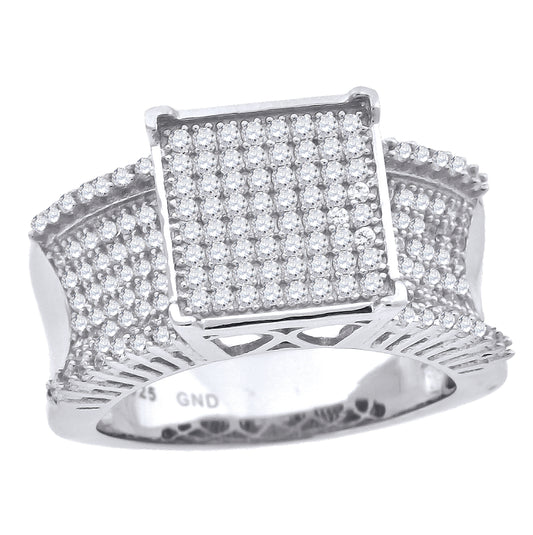 Sterling Silver Womens Cubic Zirconia Sizes 6 To 10 Square Head Bridal Wedding Anniversary Engagement Ring Band