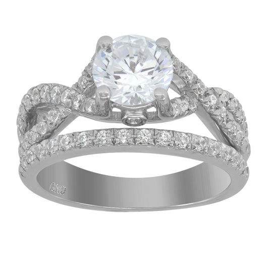 Sterling Silver Women's Cubic Zirconia Sizes 6 To 9 Round Center Stone Bridal Set Anniversary Engagement Wedding Ring Band