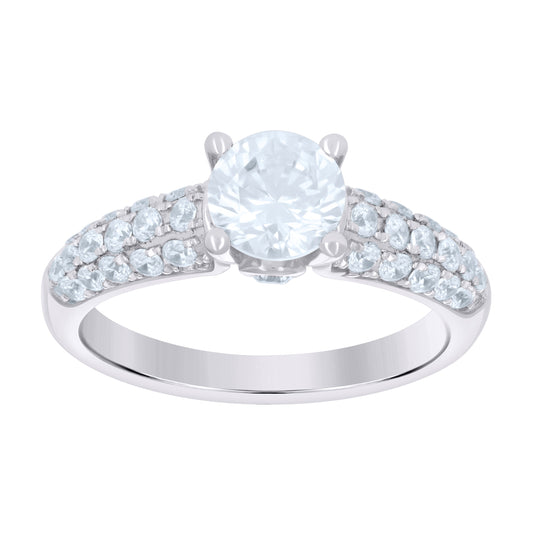 Sterling Silver Womens Cubic Zirconia Sizes 6-9 Round Center Stones Bridal Wedding Anniversary Engagement Ring Band