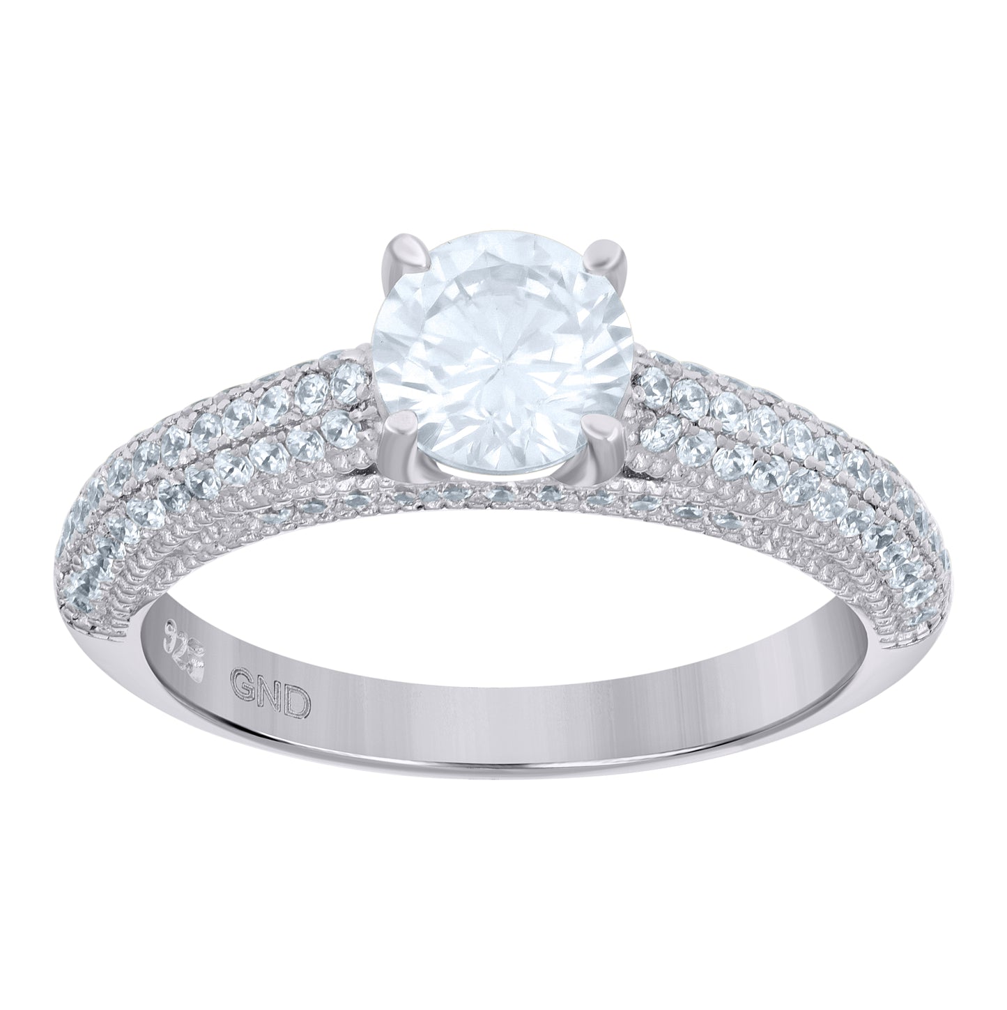 Sterling Silver Women's Cubic-Zirconia Duo Bridal Anniversary Wedding Engagement Band Ring Set