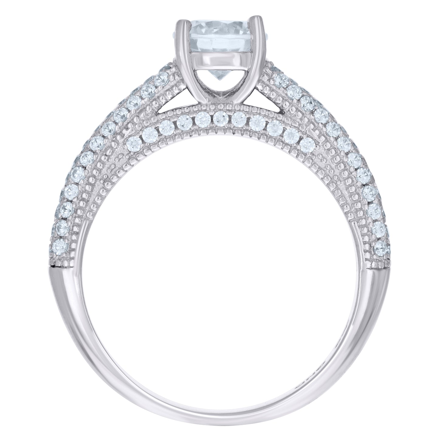 Sterling Silver Women's Cubic-Zirconia Duo Bridal Anniversary Wedding Engagement Band Ring Set