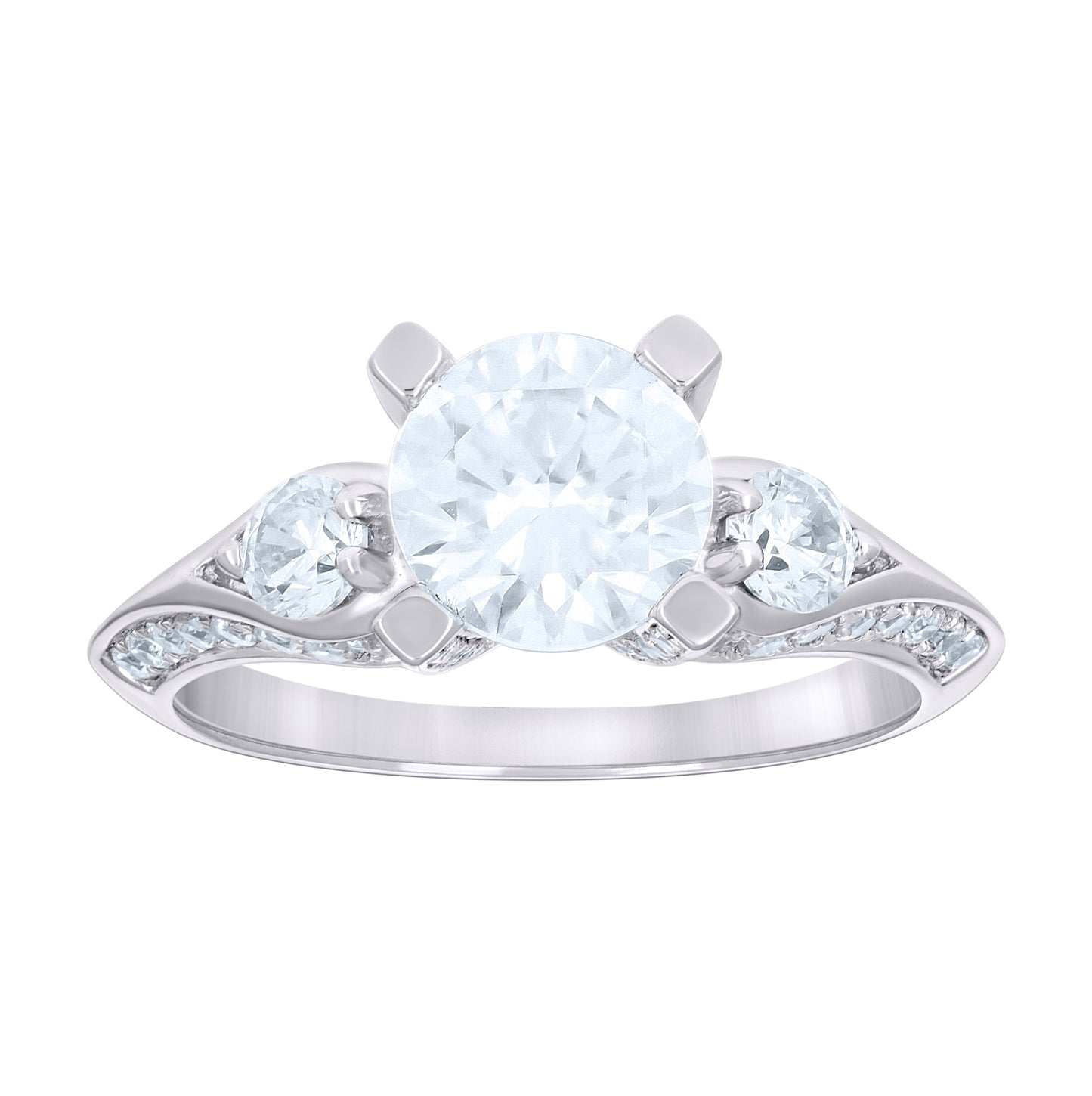 Sterling Silver Women's Cubic-Zirconia Duo Bridal Anniversary Wedding Engagement Band Ring Set
