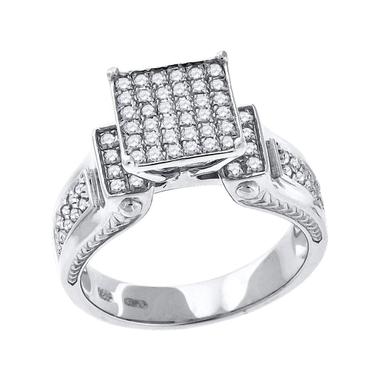 Sterling Silver Women's Cubic Zirconia Sizes 6 To 9 Square Head Bridal Wedding Anniversary Engagement Ring Band