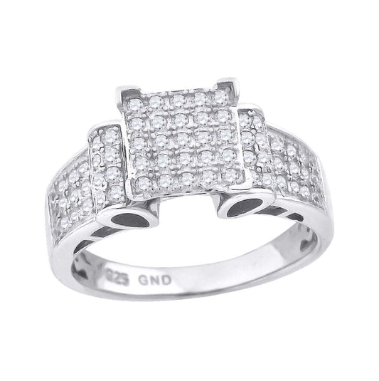 Sterling Silver Women's Cubic Zirconia Sizes 6 To 9 Square Head Bridal Wedding Anniversary Engagement Ring Band
