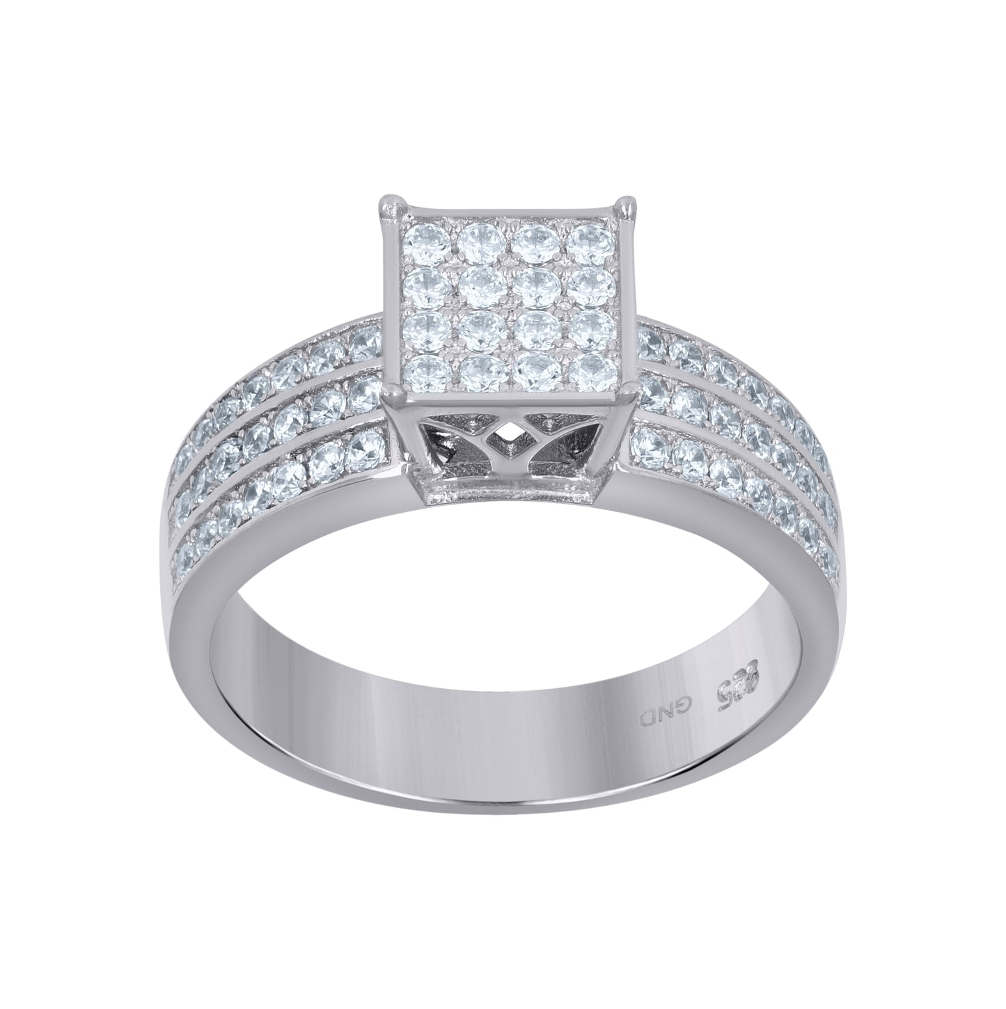 Sterling Silver Women's Cubic-Zirconia Duo Bridal Anniversary Wedding Engagement Band Ring Set