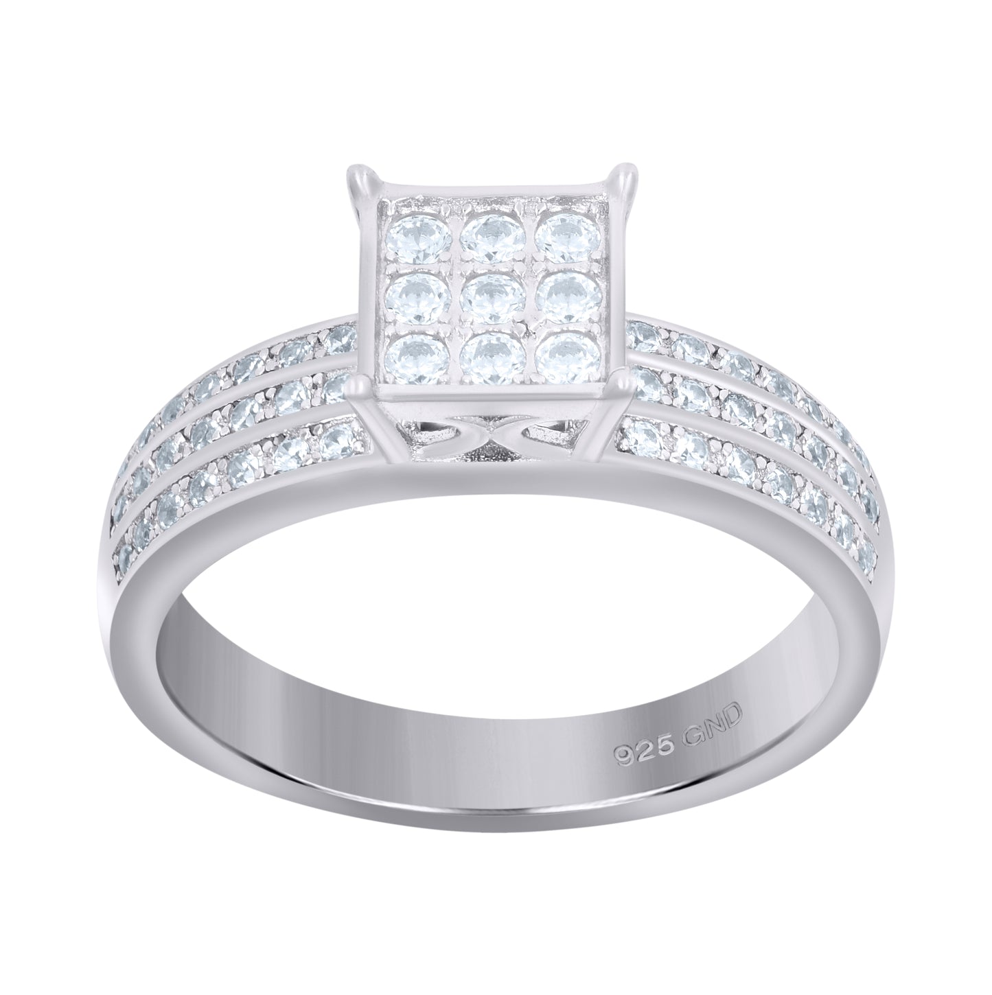 Sterling Silver Women's Cubic-Zirconia Duo Bridal Anniversary Wedding Engagement Band Ring Set