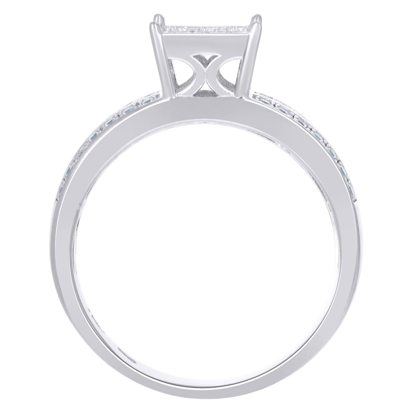 Sterling Silver Women's Cubic-Zirconia Duo Bridal Anniversary Wedding Engagement Band Ring Set
