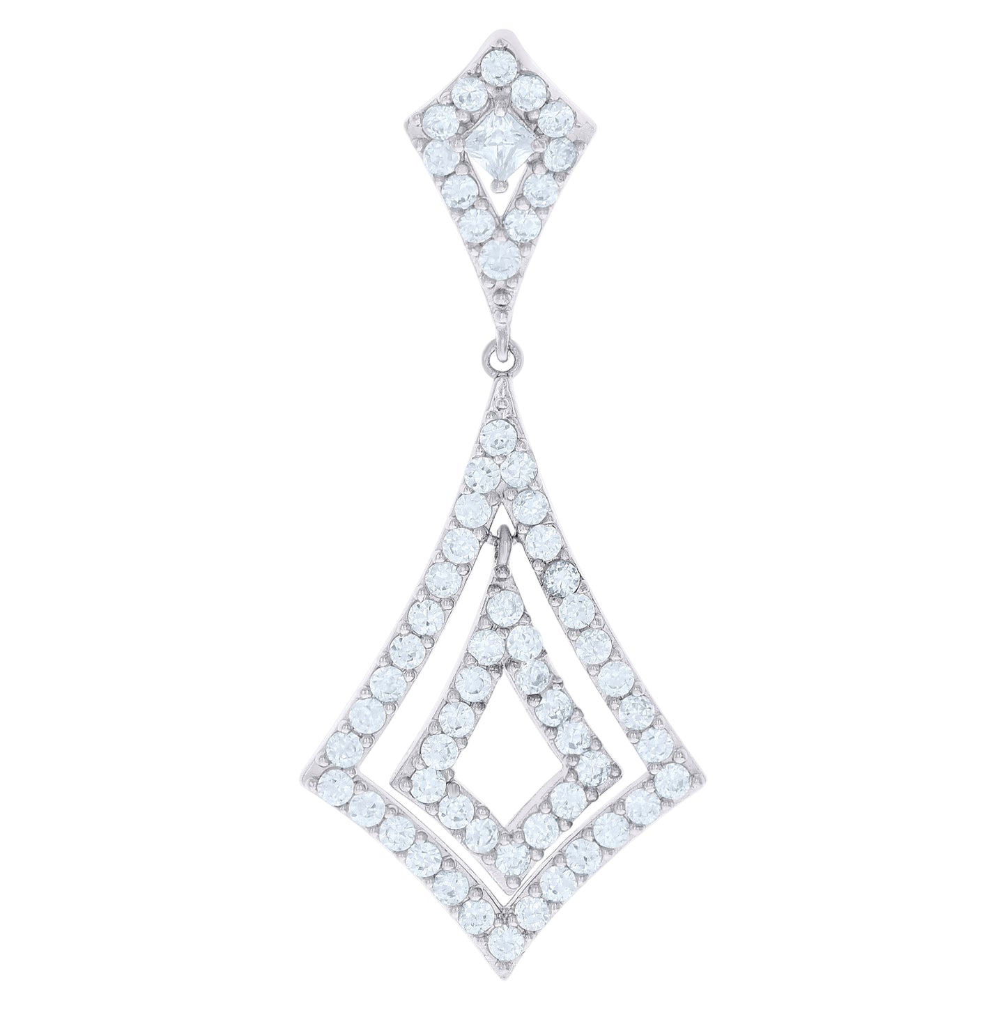 Sterling Silver Womens Cubic Zirconia Fashion Kite Charm Pendant