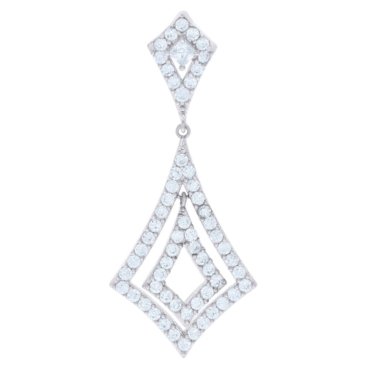 Sterling Silver Womens Cubic Zirconia Fashion Kite Charm Pendant