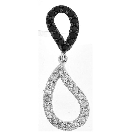 Sterling Silver Womens Black Cubic Zirconia Fashion Teardrop Charm Pendant