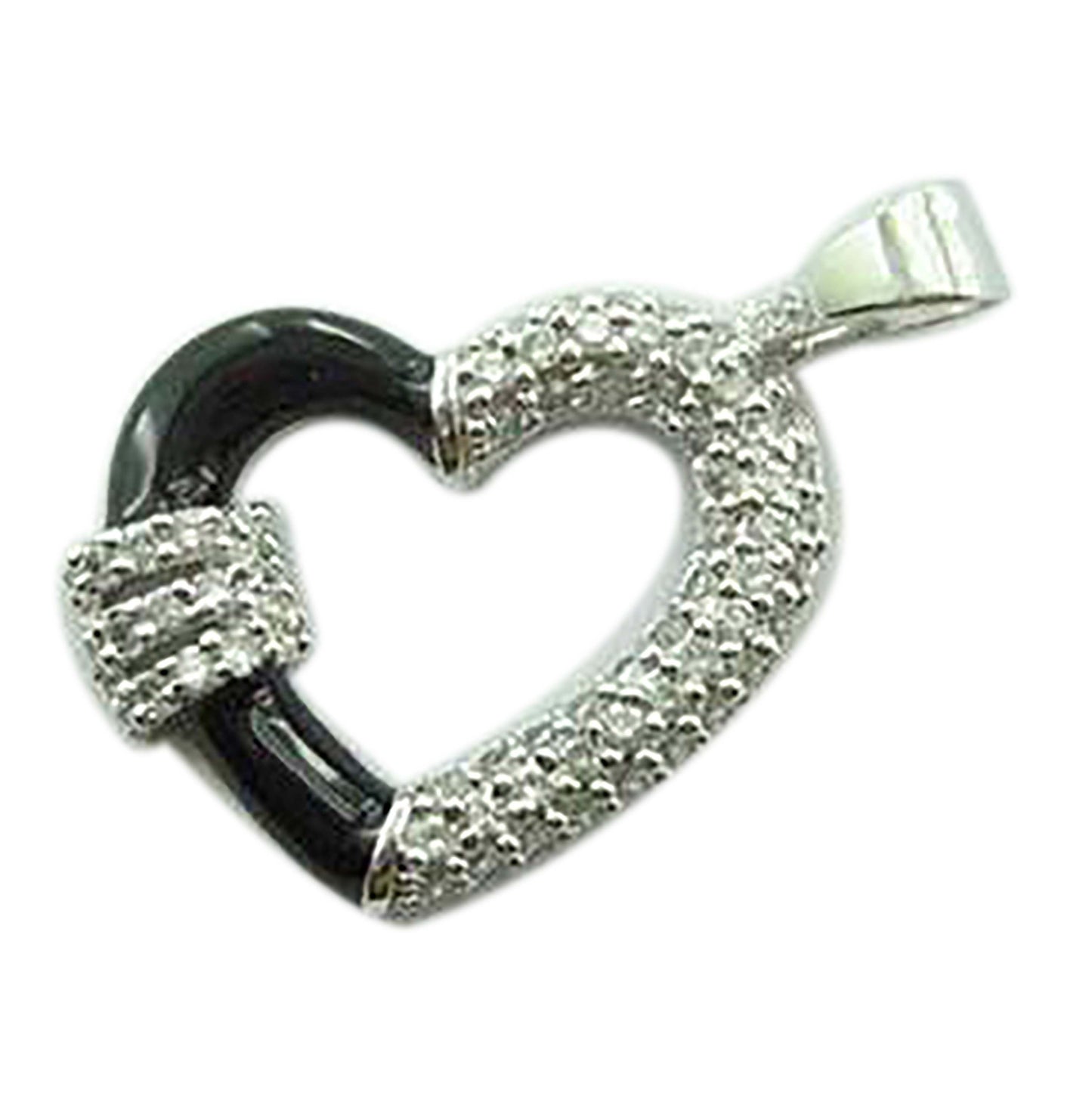 Sterling Silver Womens Cubic-Zirconia Heart Charm Pendant