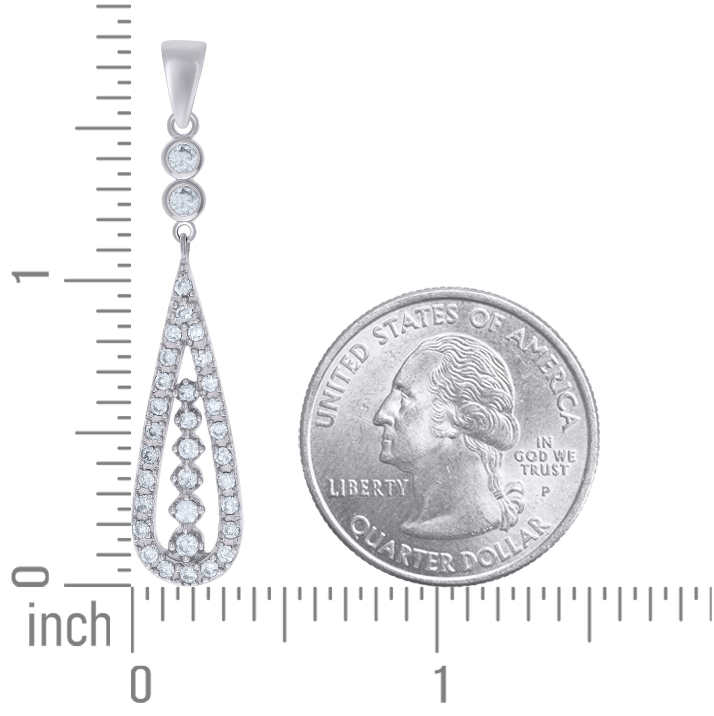 Sterling Silver Womens Cubic Zirconia Fashion Teardrop Charm Pendant