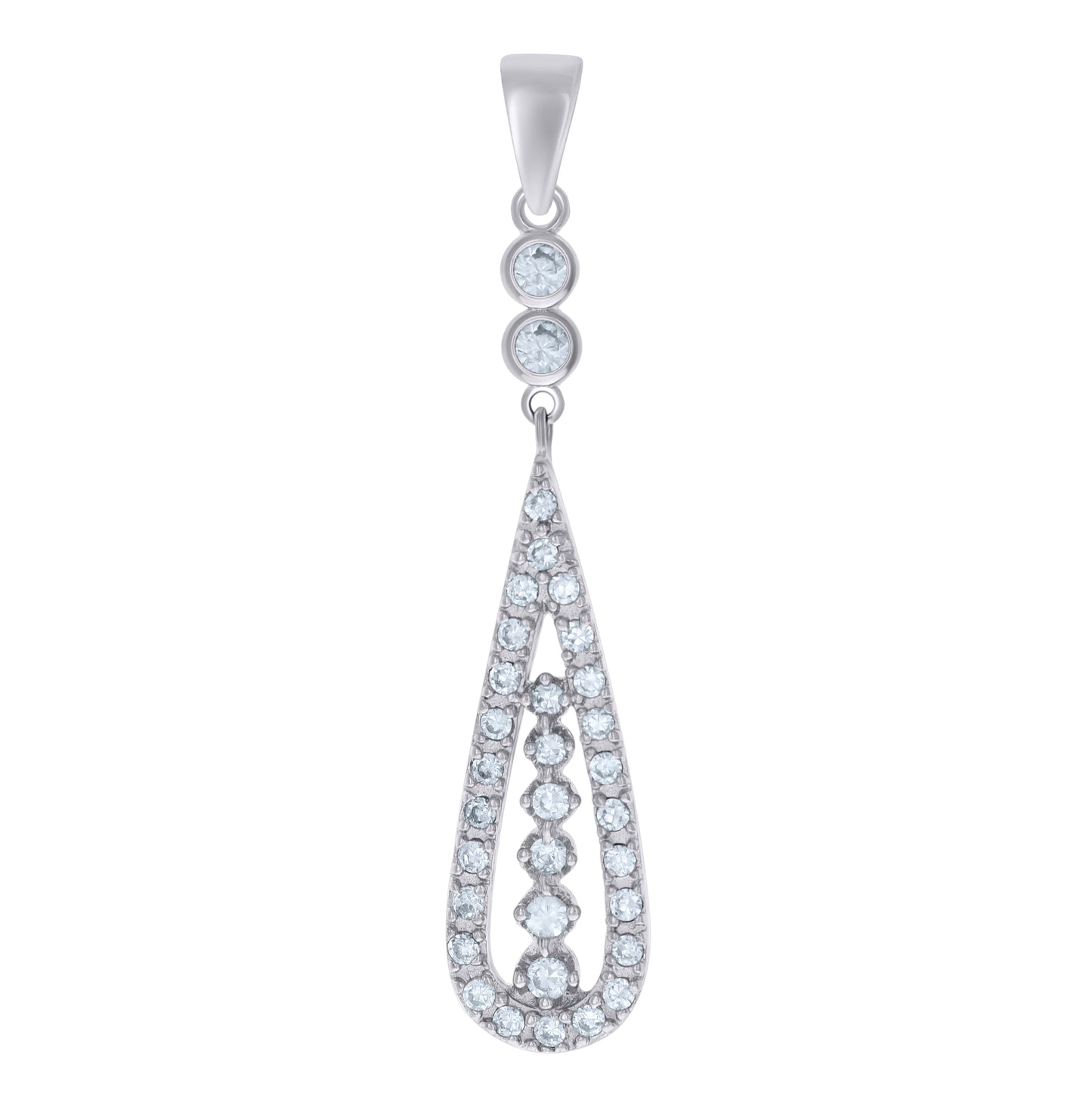 Sterling Silver Womens Cubic Zirconia Fashion Teardrop Charm Pendant