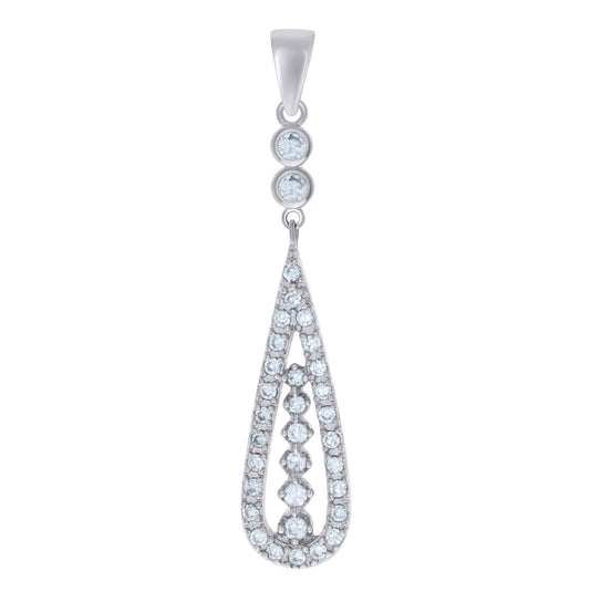 Sterling Silver Womens Cubic Zirconia Fashion Teardrop Charm Pendant