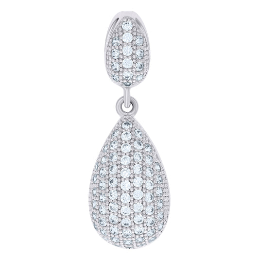 Sterling Silver Women Cubic-Zirconia Tear Drop Fashion Charm Pendant