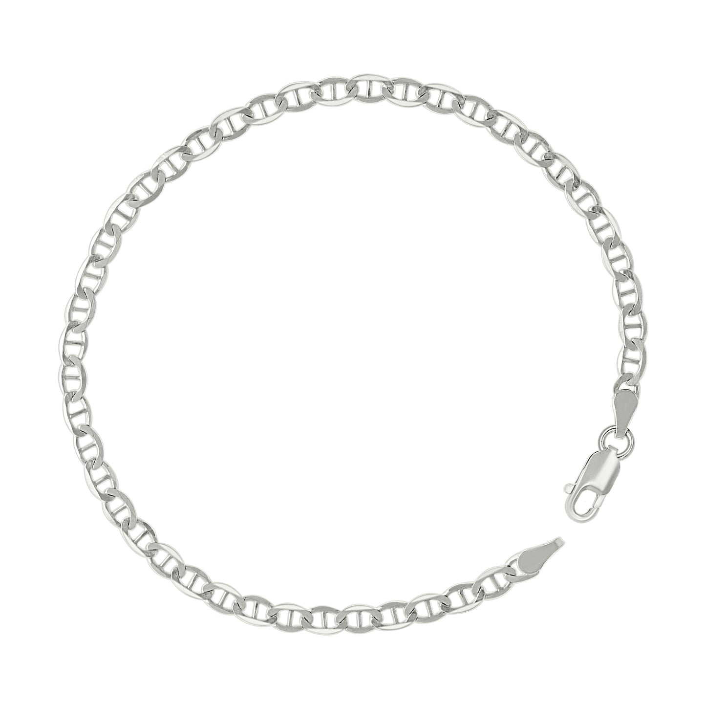 Sterling Silver Solid Classic Mariner Bracelet Silver