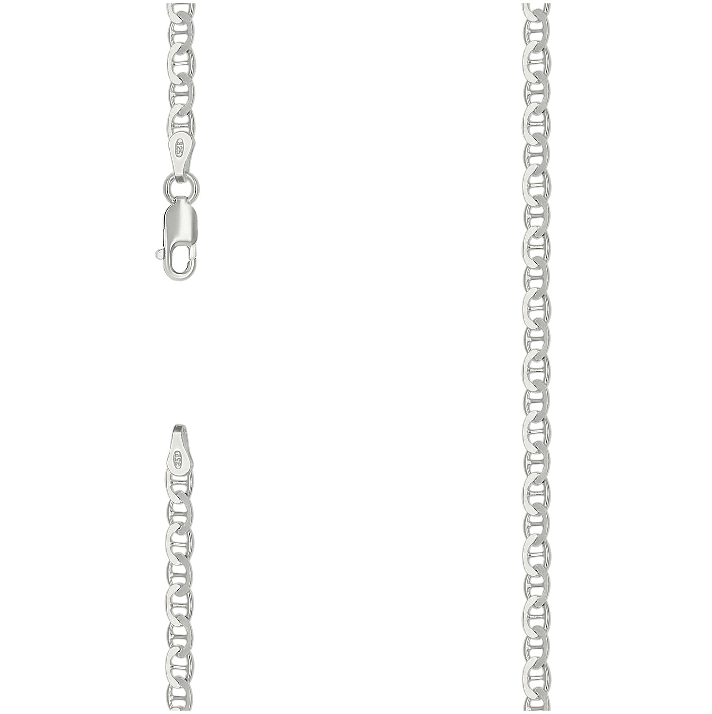 Sterling Silver Solid Classic Mariner Chain Silver