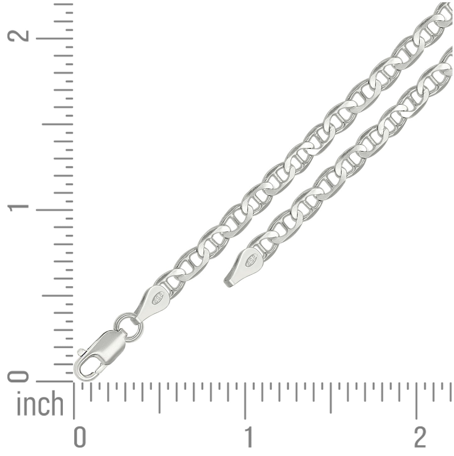 Sterling Silver Solid Classic Mariner Bracelet Silver