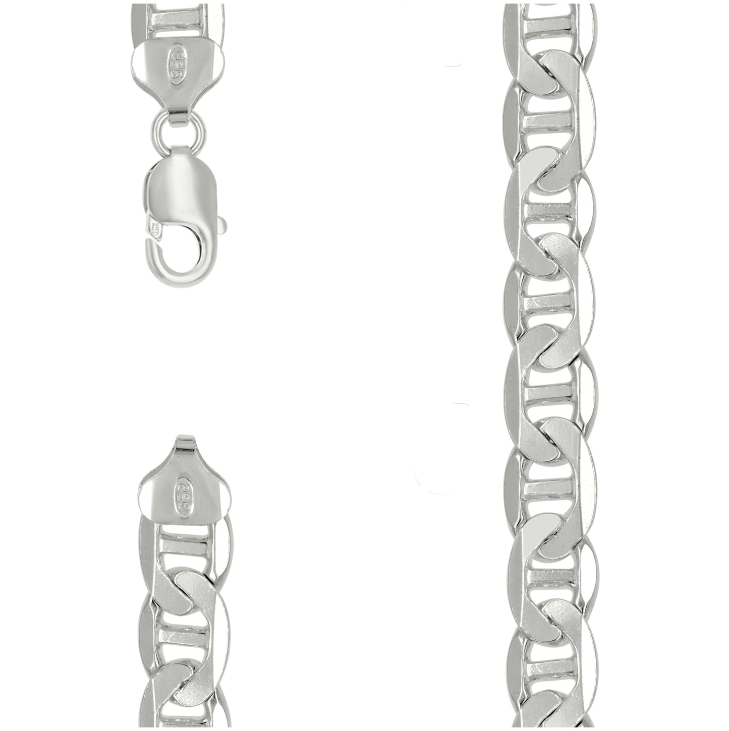 Sterling Silver Solid Classic Mariner Chain Silver