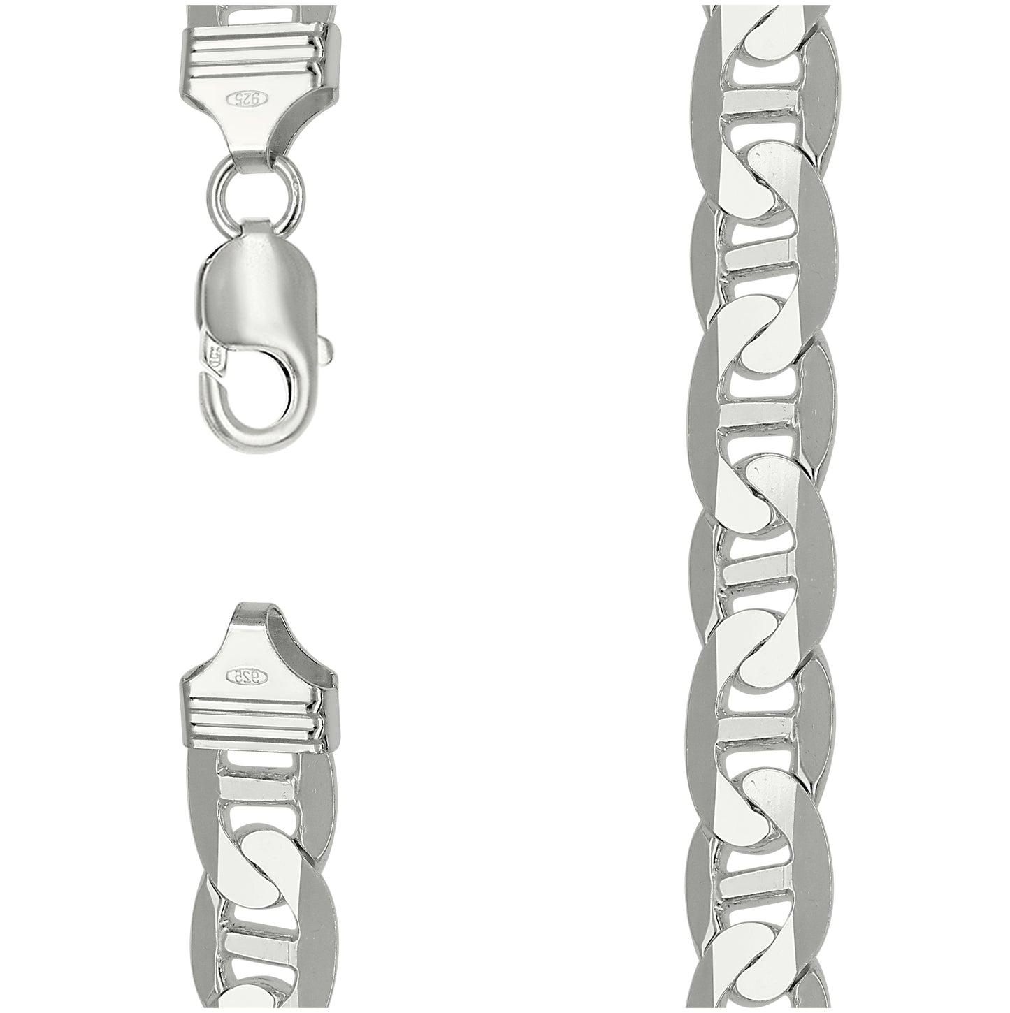 Sterling Silver Solid Classic Mariner Bracelet Silver