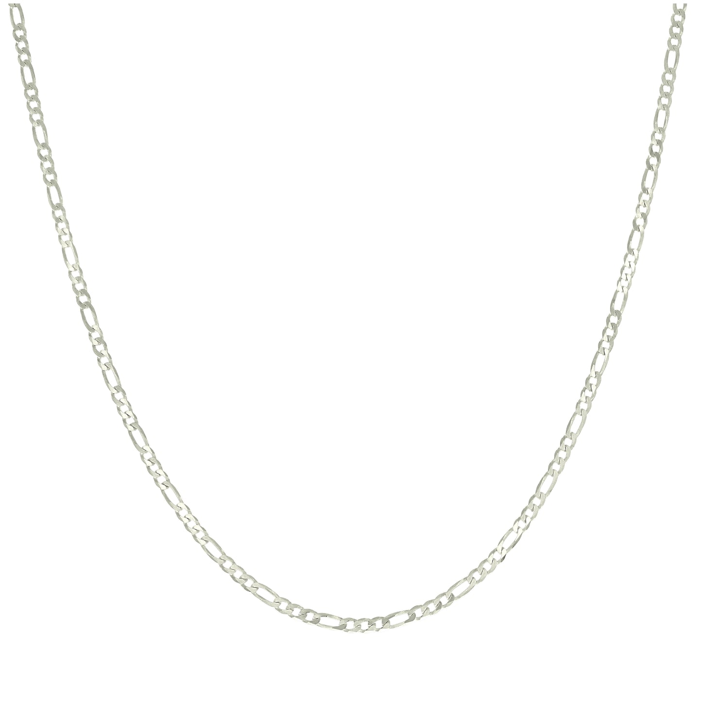 Sterling Silver Pave Super Flat Figaro Chain