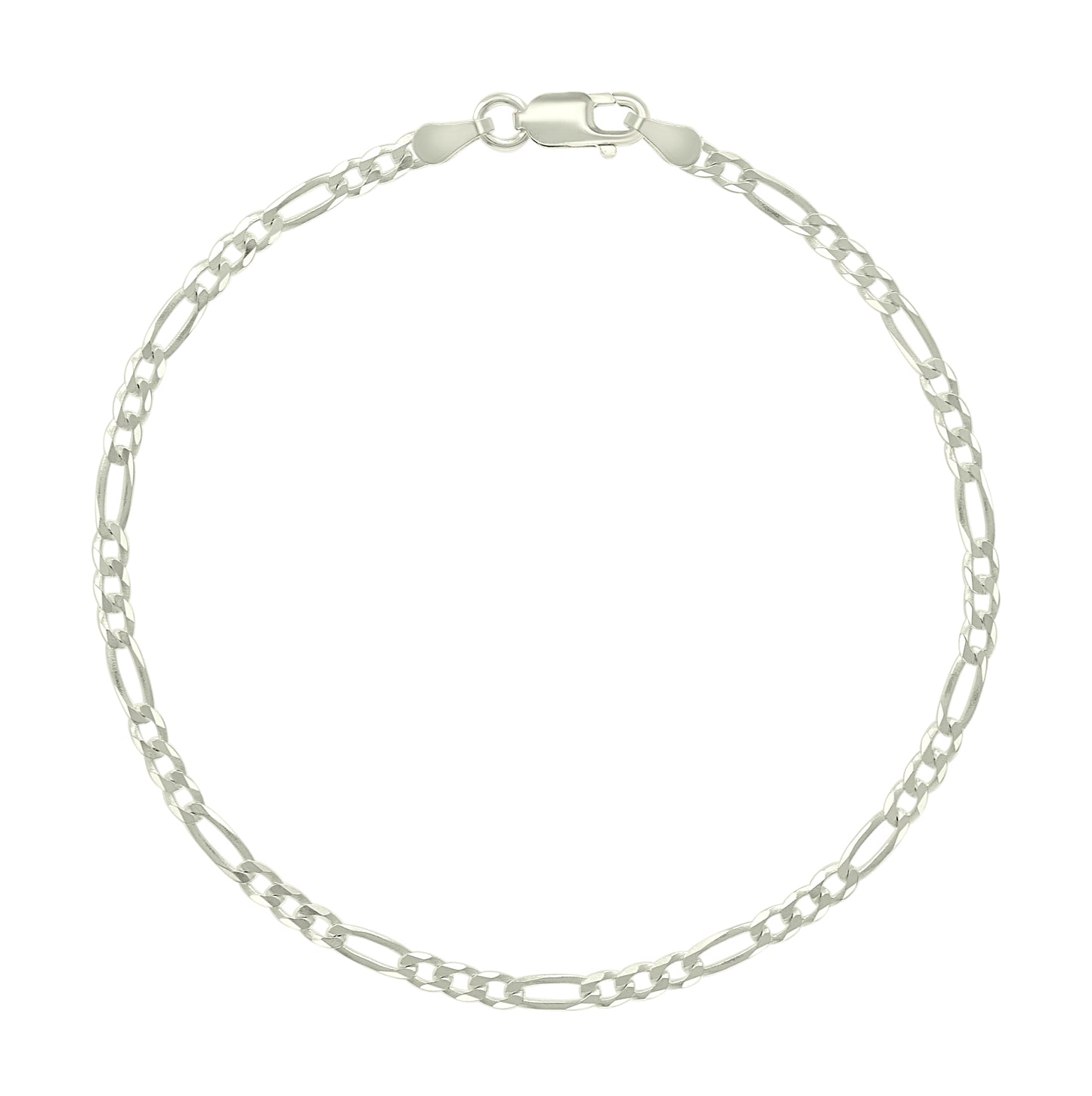 Sterling Silver Pave Super Flat Figaro Chain