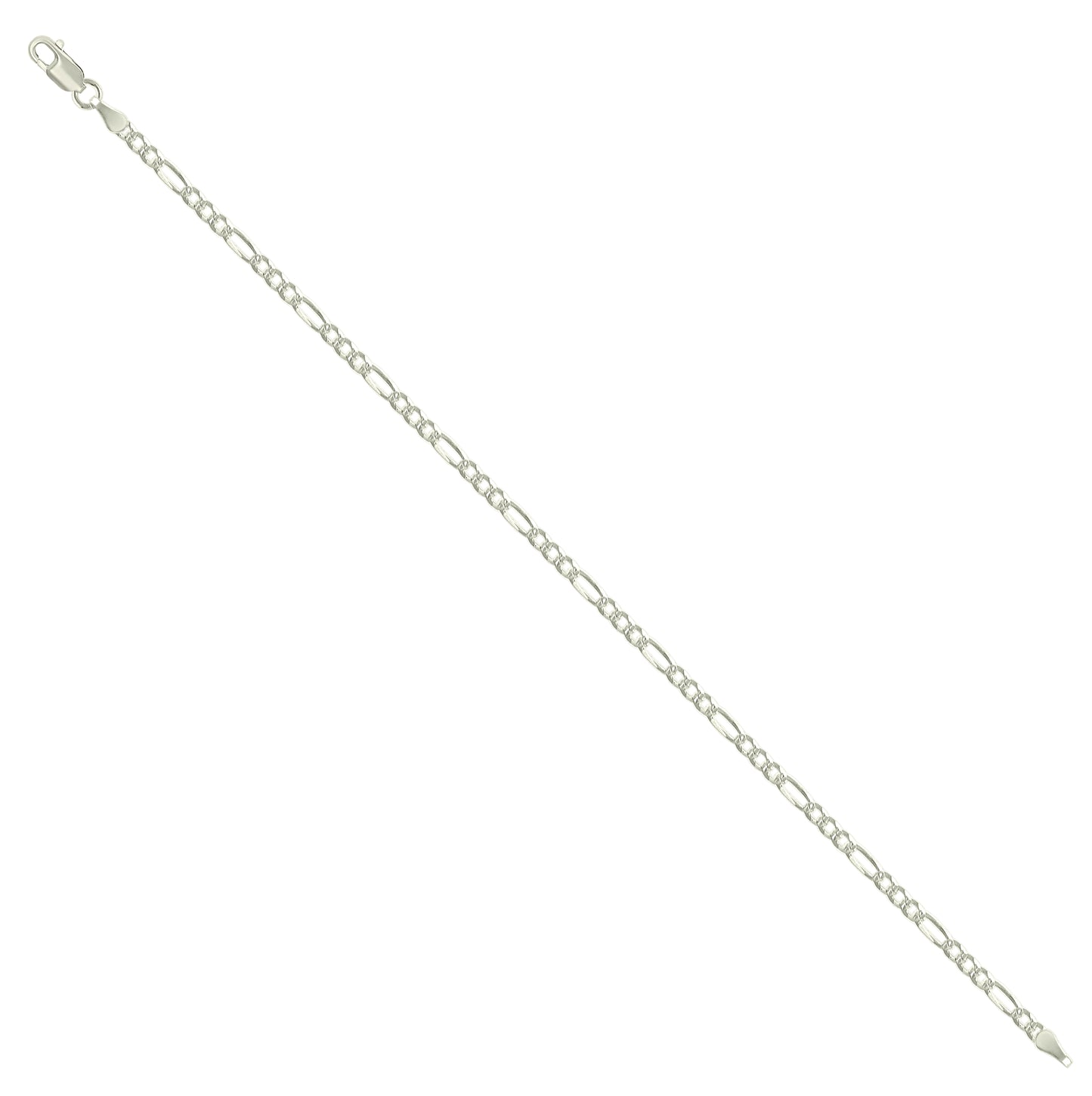 Sterling Silver Pave Super Flat Figaro Chain