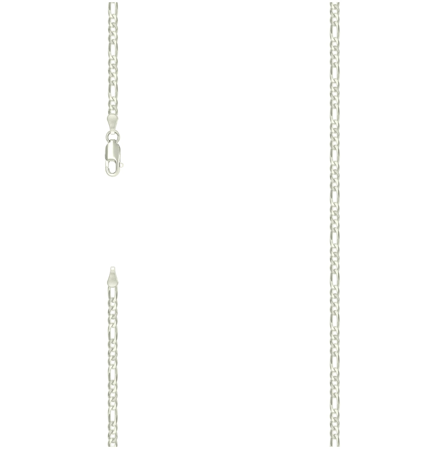 Sterling Silver Pave Super Flat Figaro Chain